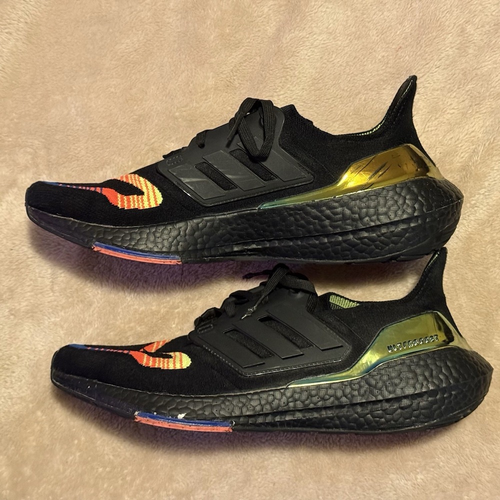 Adidas Shoes 2022 Ultra Boost 22 Linear Energy Black Men's 11.5 Rainbow